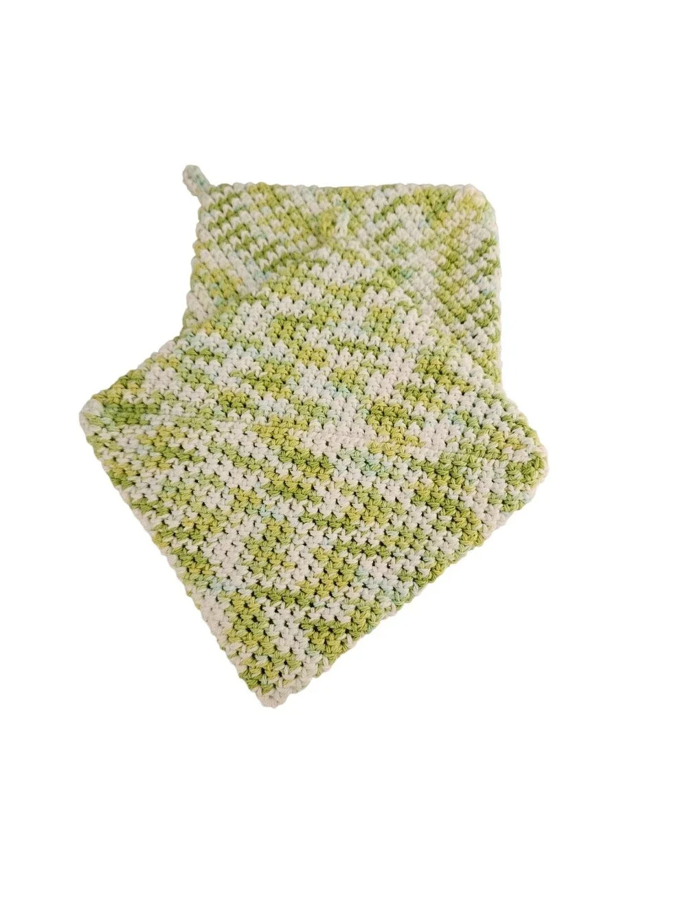 Crochet Potholder Set: The Colors Are Limeade Variations of Green and White